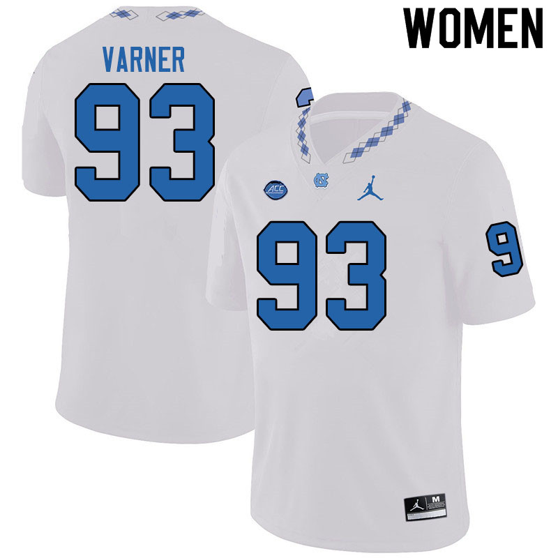 Jordan Brand Women #93 Kristian Varner North Carolina Tar Heels College Football Jerseys Sale-White